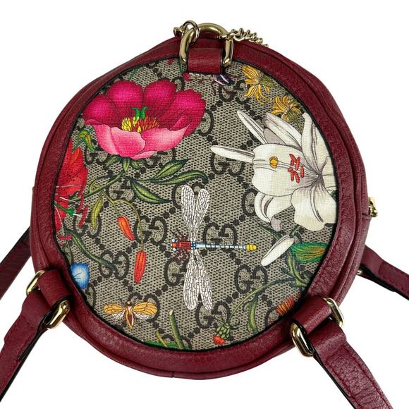 Gucci Red Ophidia Supreme GG Canvas Floral Round Chain Strap Mini Backpack - Picture 6 of 13
